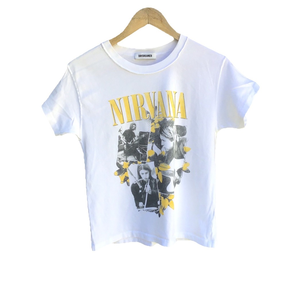 Daydreamer Nirvana Graphic Band T-Shirt Women's Small White Made in USA